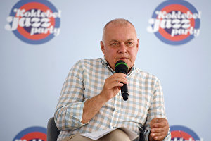 Chairman of the Koktebel Jazz Party (KJP) Organizing Committee and Director General of Rossiya Segodnya Dmitry Kiselev at a news conference on the opening of Koktebel Jazz Party 2019 International Jazz Festival