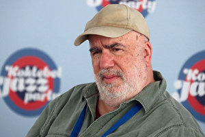 American composer Randy Brecker at a news conference on the opening of the Koktebel Jazz Party 2019 International Jazz Festival