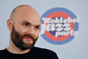 Sax player Sergei Golovnya at a news conference on the opening of the Koktebel Jazz Party 2019 International Jazz Festival